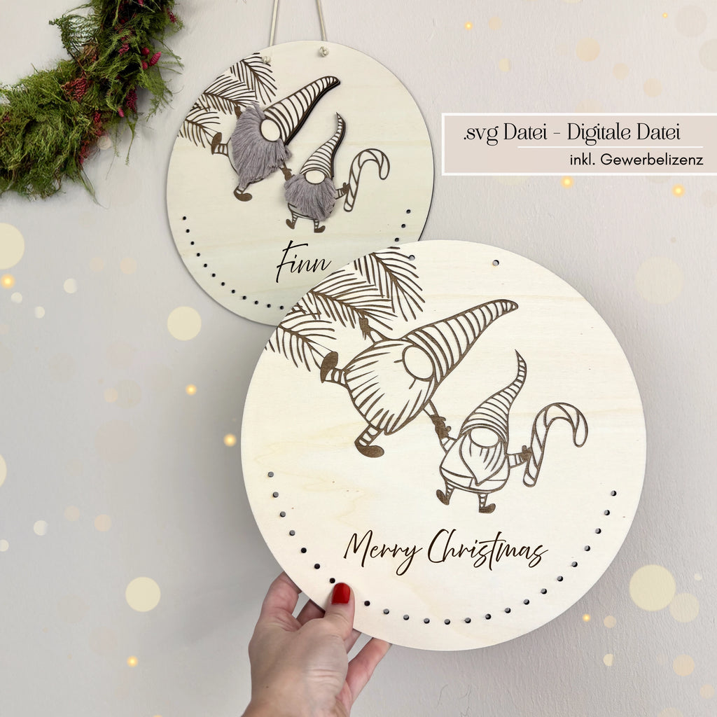 Gravierte Version der Adventskalender Wichtel Laserdatei mit Spruch