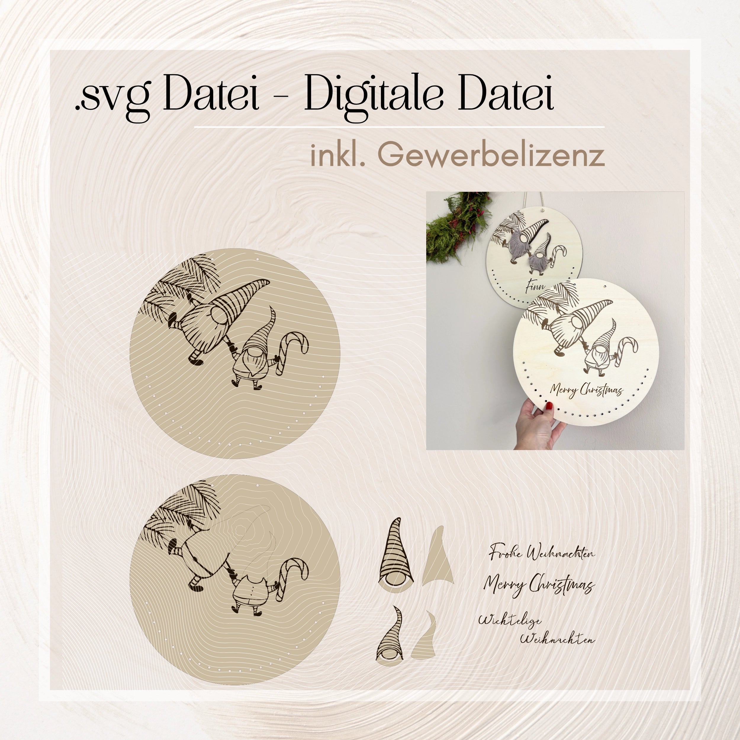 Personalisierbarer Adventskalender mit Namen und Wichtelmotiv