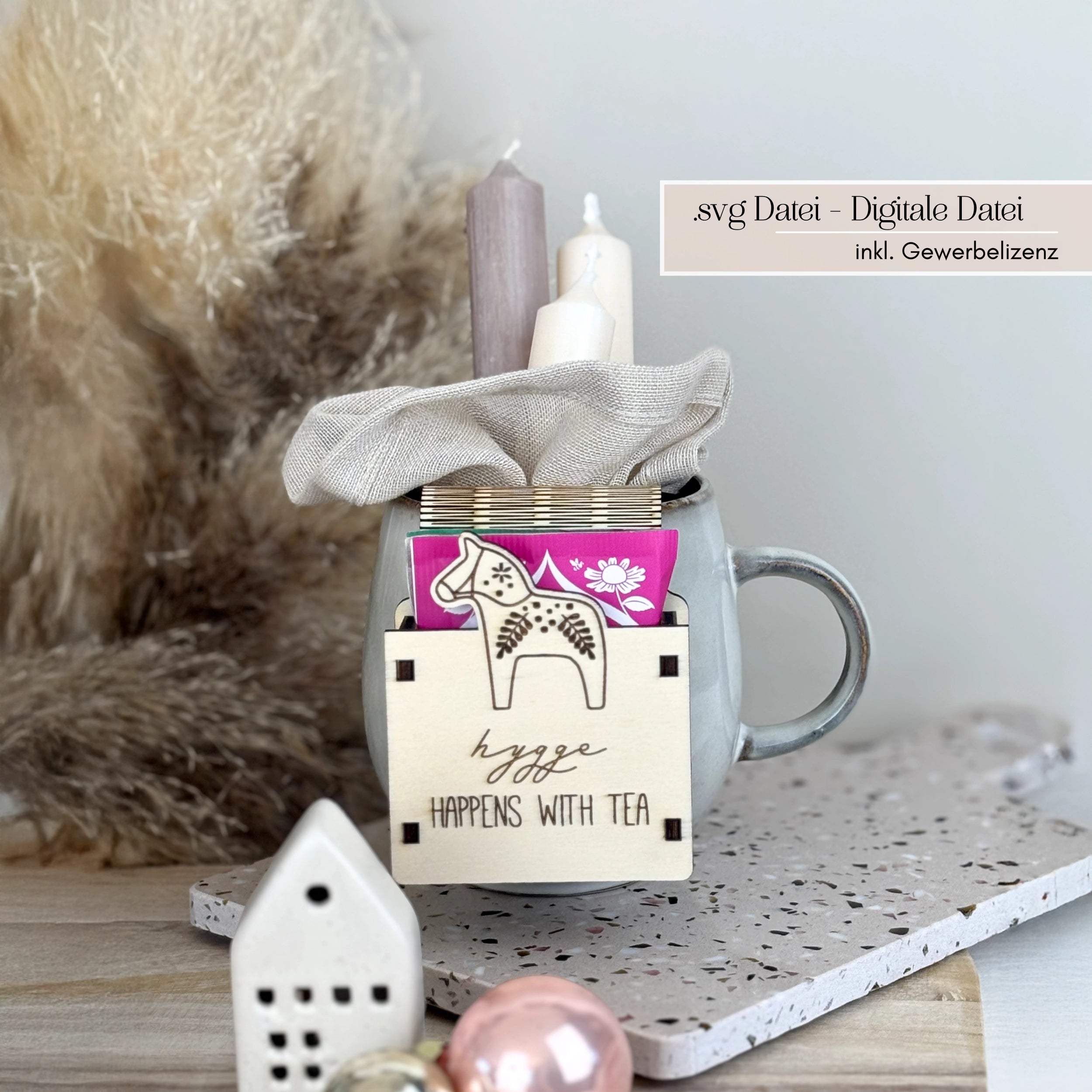 Teebecher Anhänger mit Biegeschnitt und Stecksystem für 4mm Holz