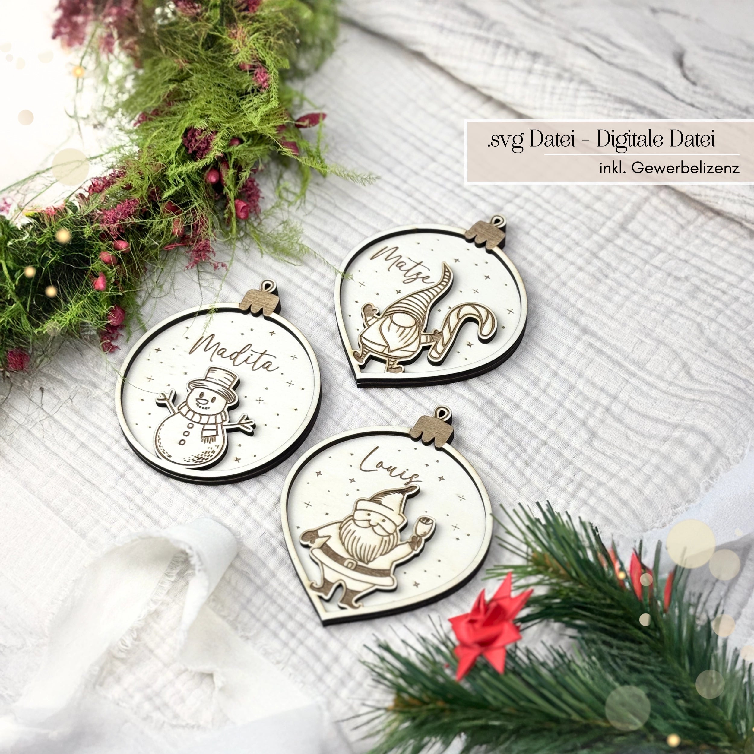 Laserdatei personalisierte Weihnachtskugeln