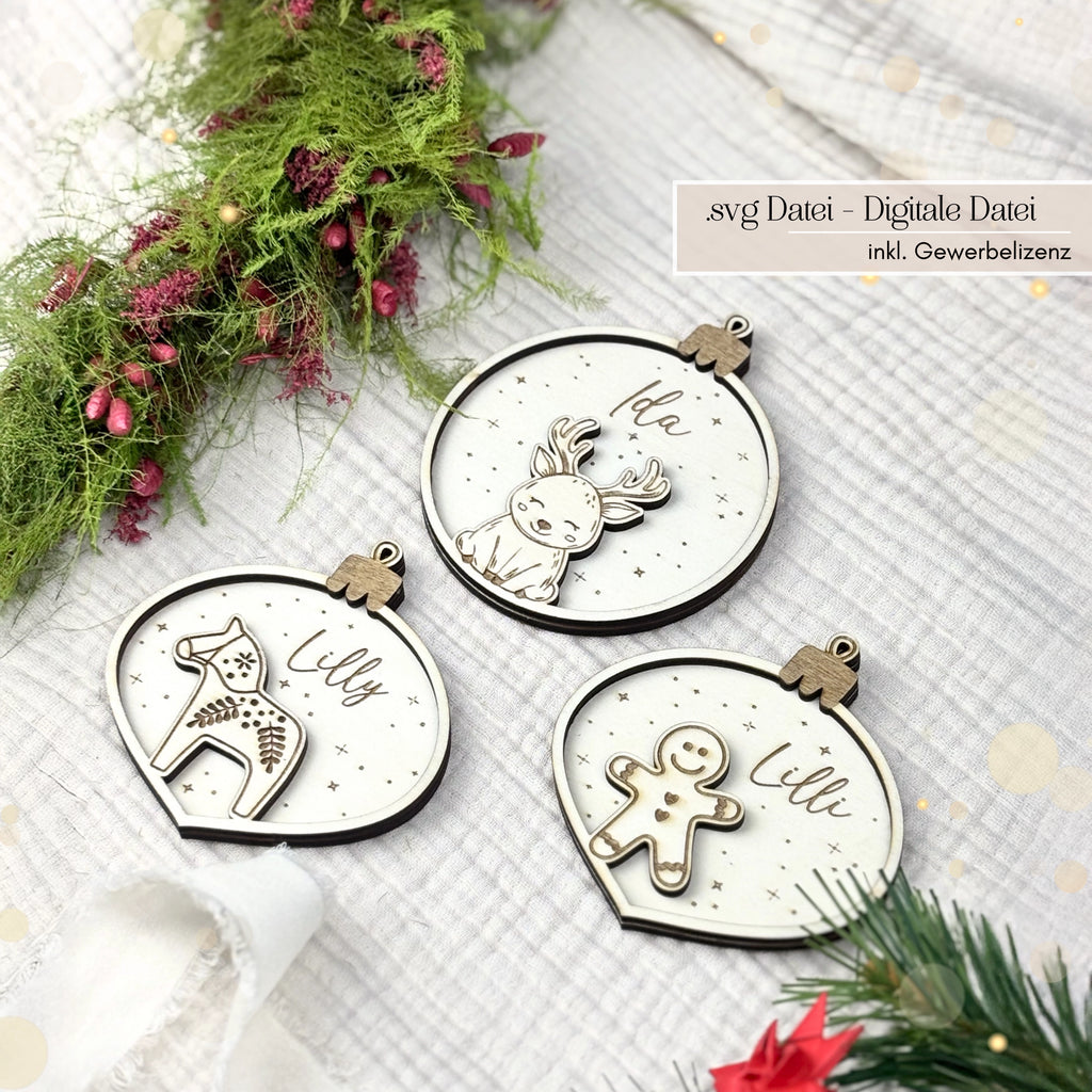 Laserdatei personalisierte Weihnachtskugeln