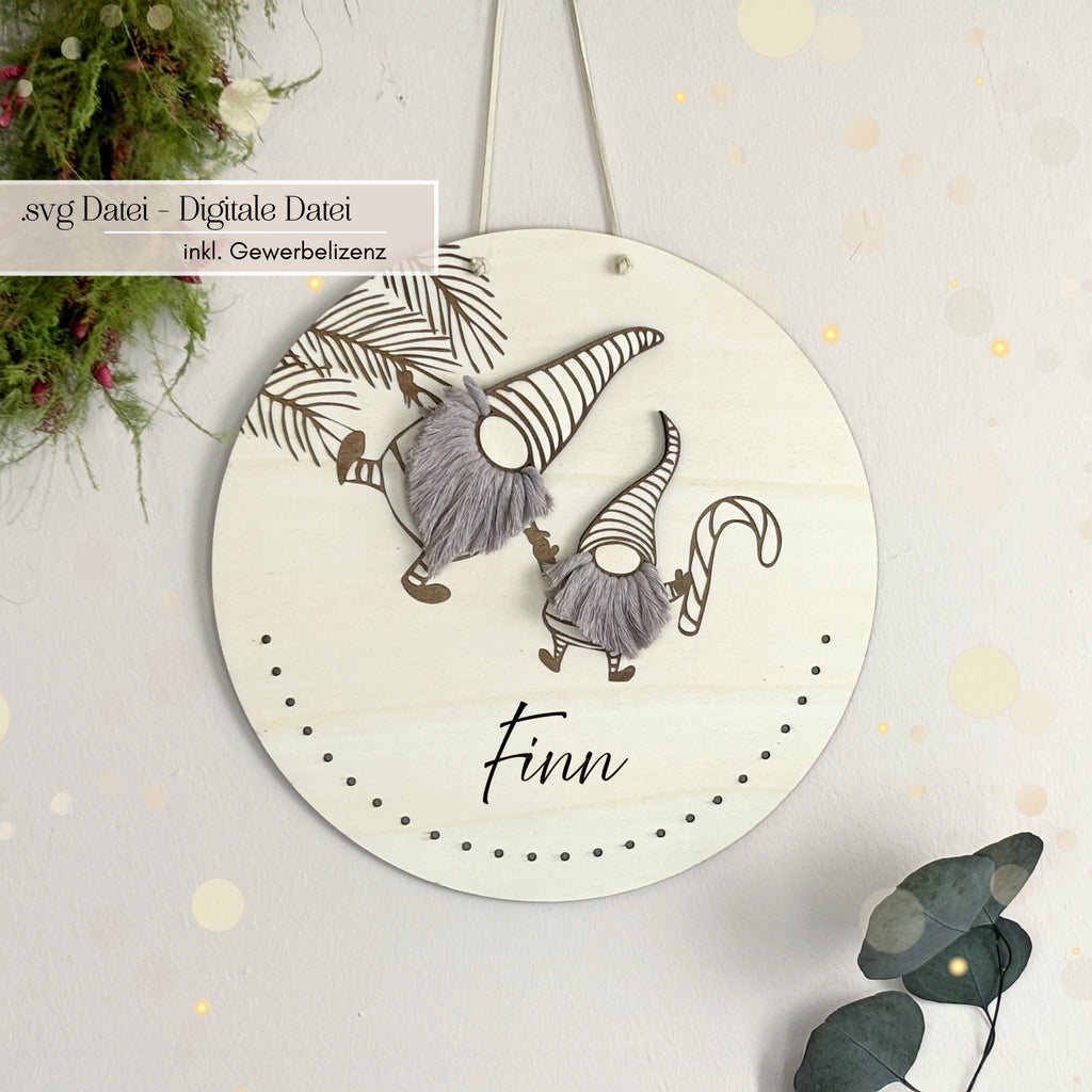 DIY Holz Adventskalender mit Wichtel Laserdatei und 24 Löchern