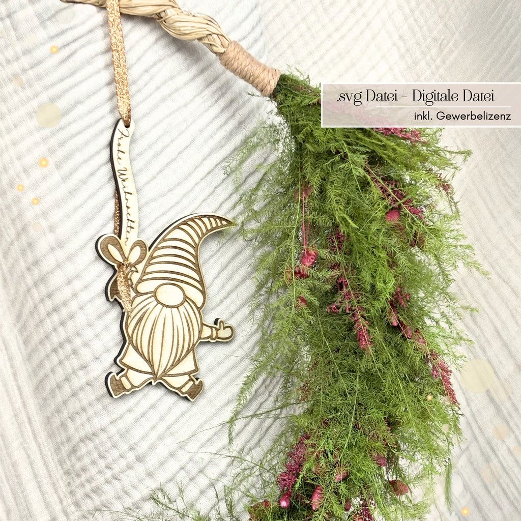 Laserdatei Wichtel Weihnachtsanhänger
