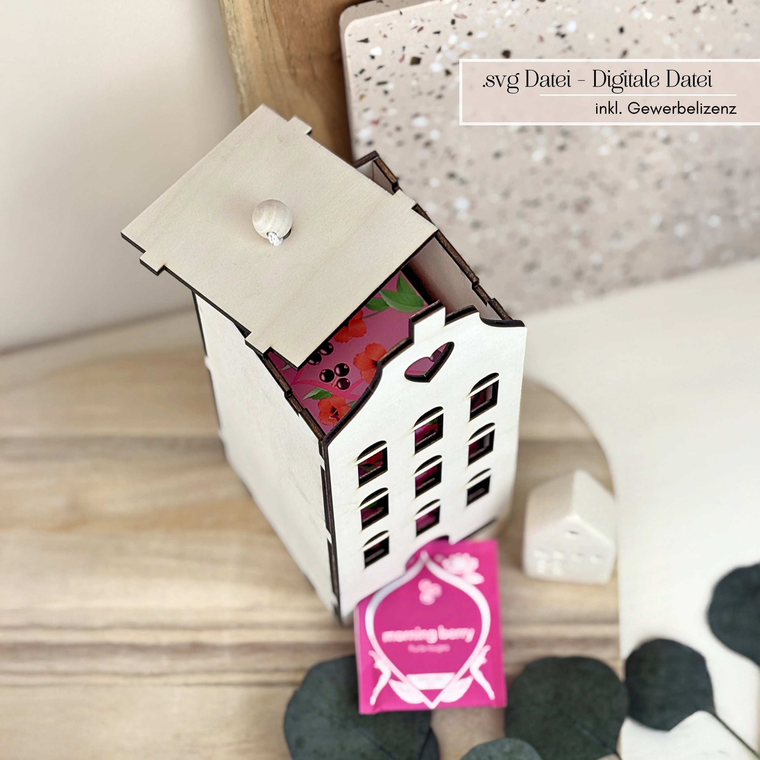 Laserdatei Teebox Grachtenhaus