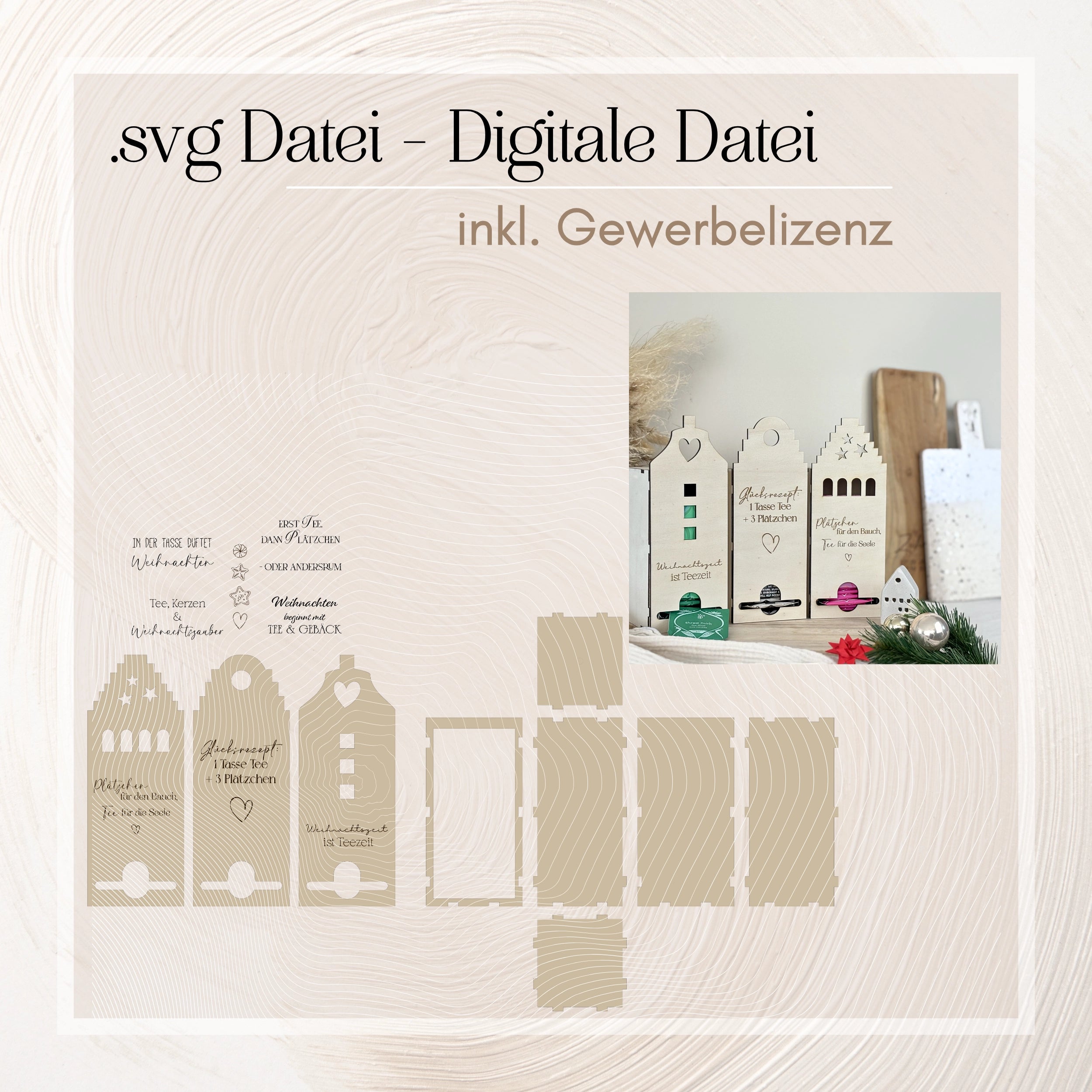 Laserdatei Weihnachts-Teebox Haus