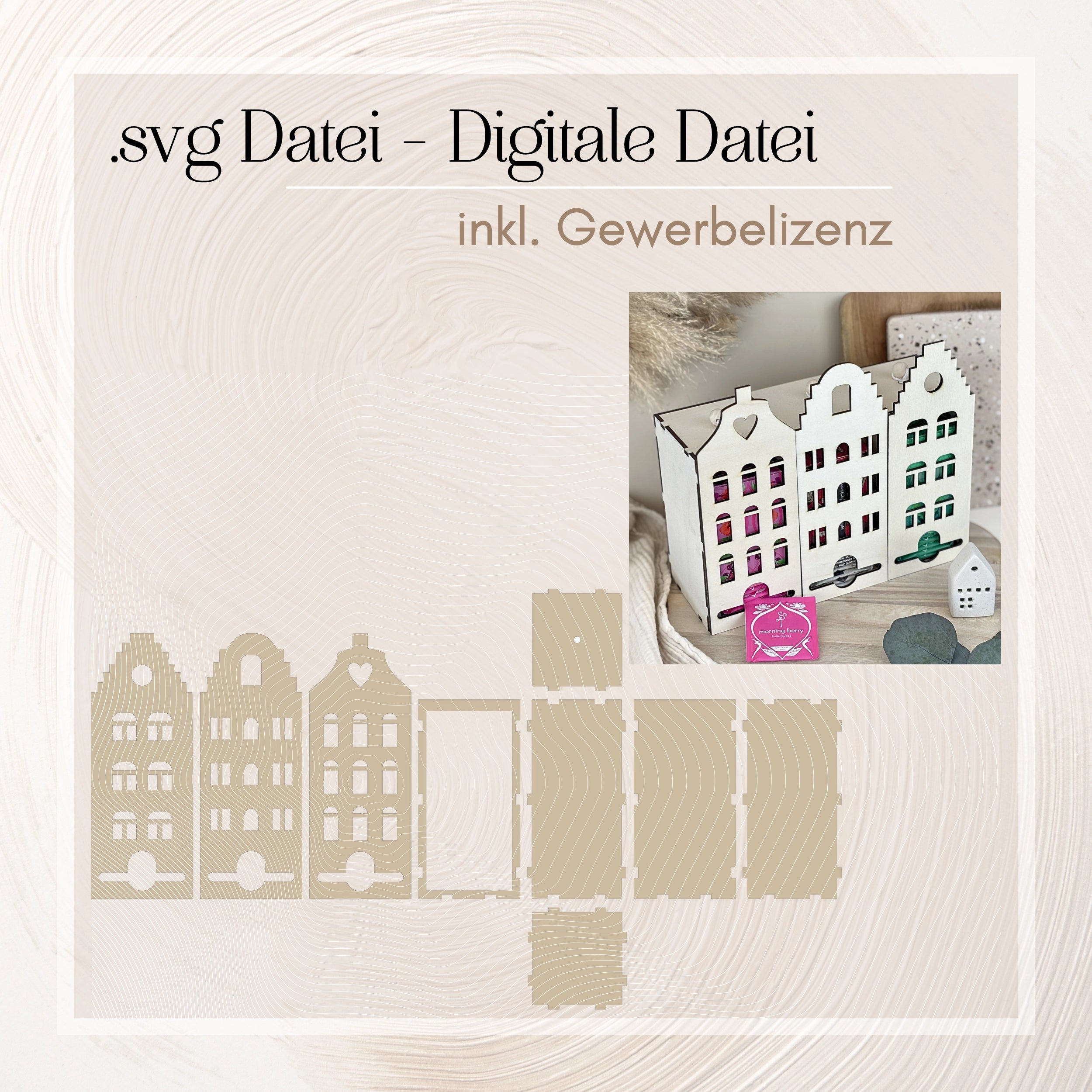 Laserdatei Teebox Grachtenhaus