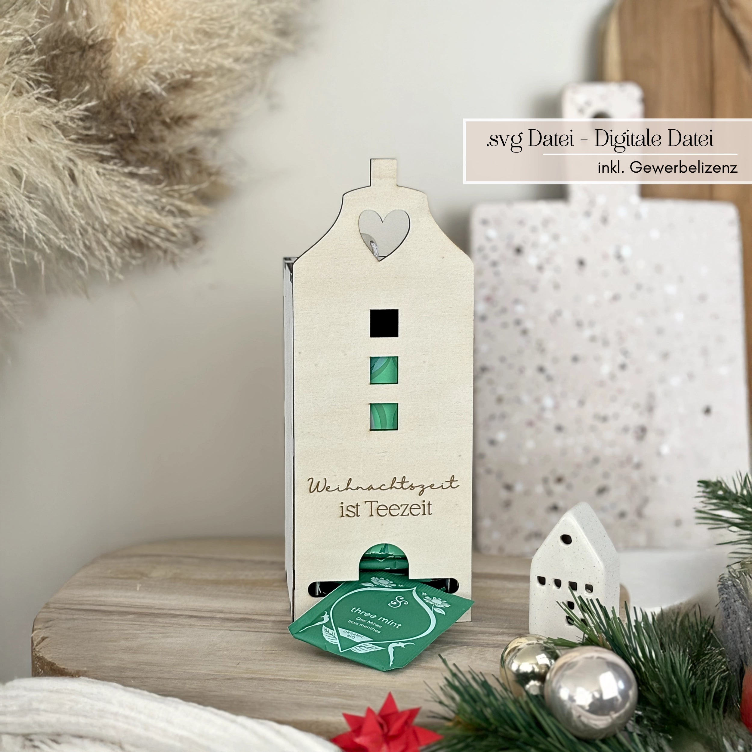 Laserdatei Weihnachts-Teebox Haus