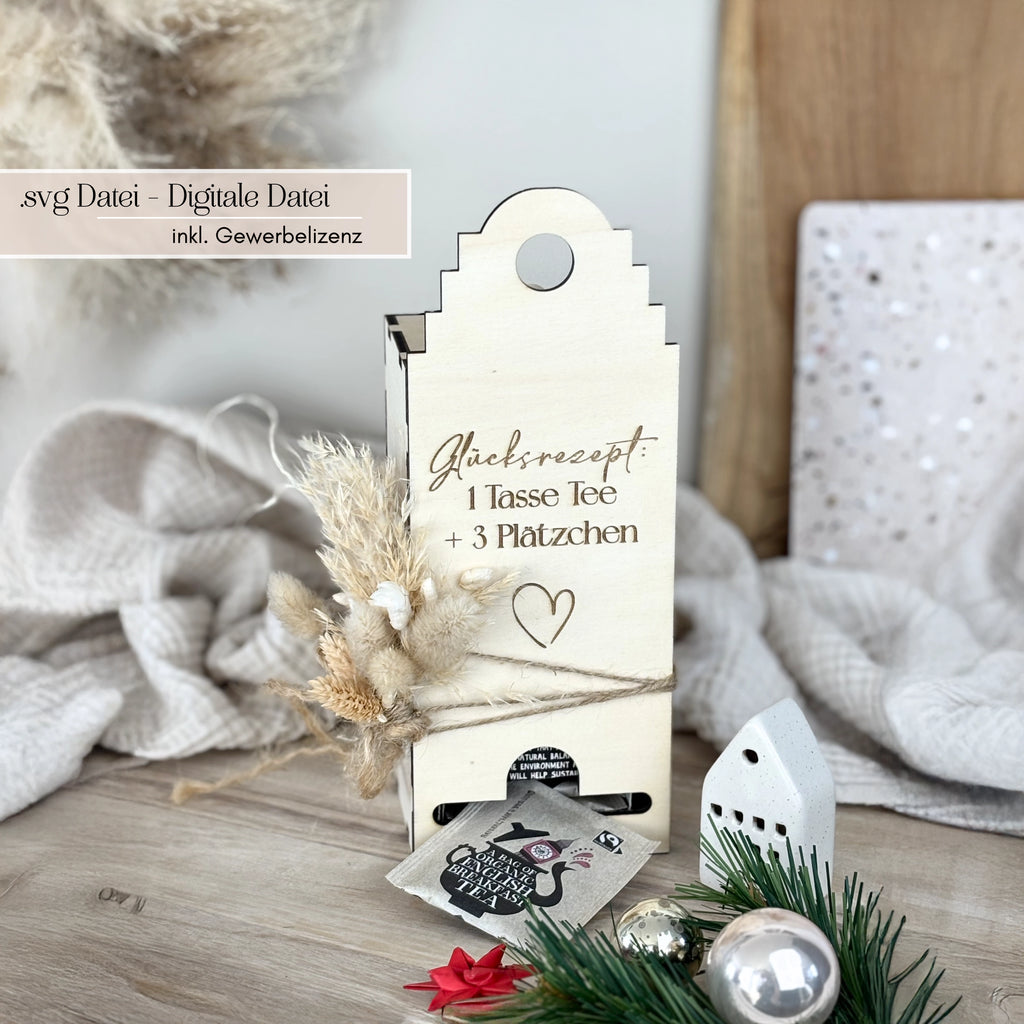 Laserdatei Weihnachts-Teebox Haus
