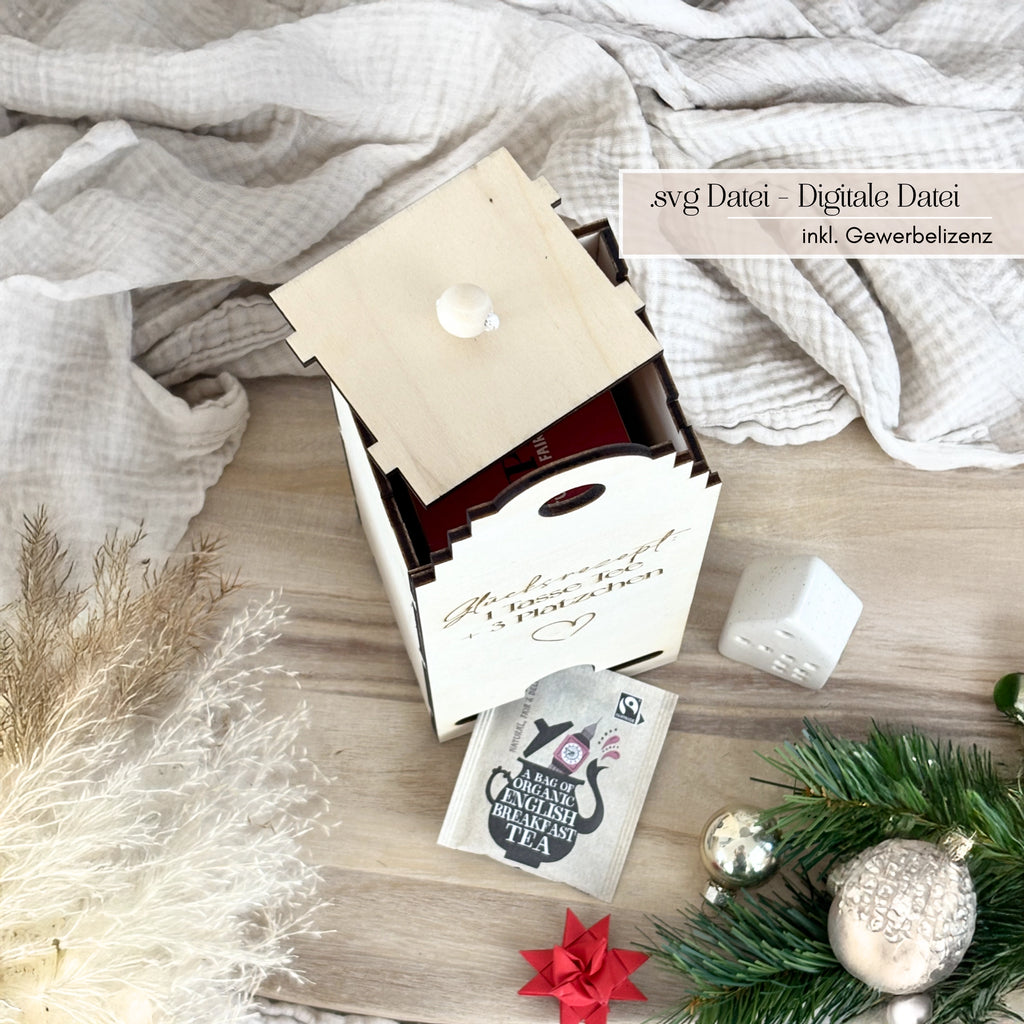 Laserdatei Weihnachts-Teebox Haus