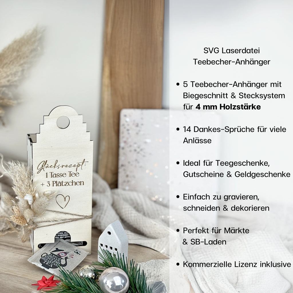 Laserdatei Weihnachts-Teebox Haus