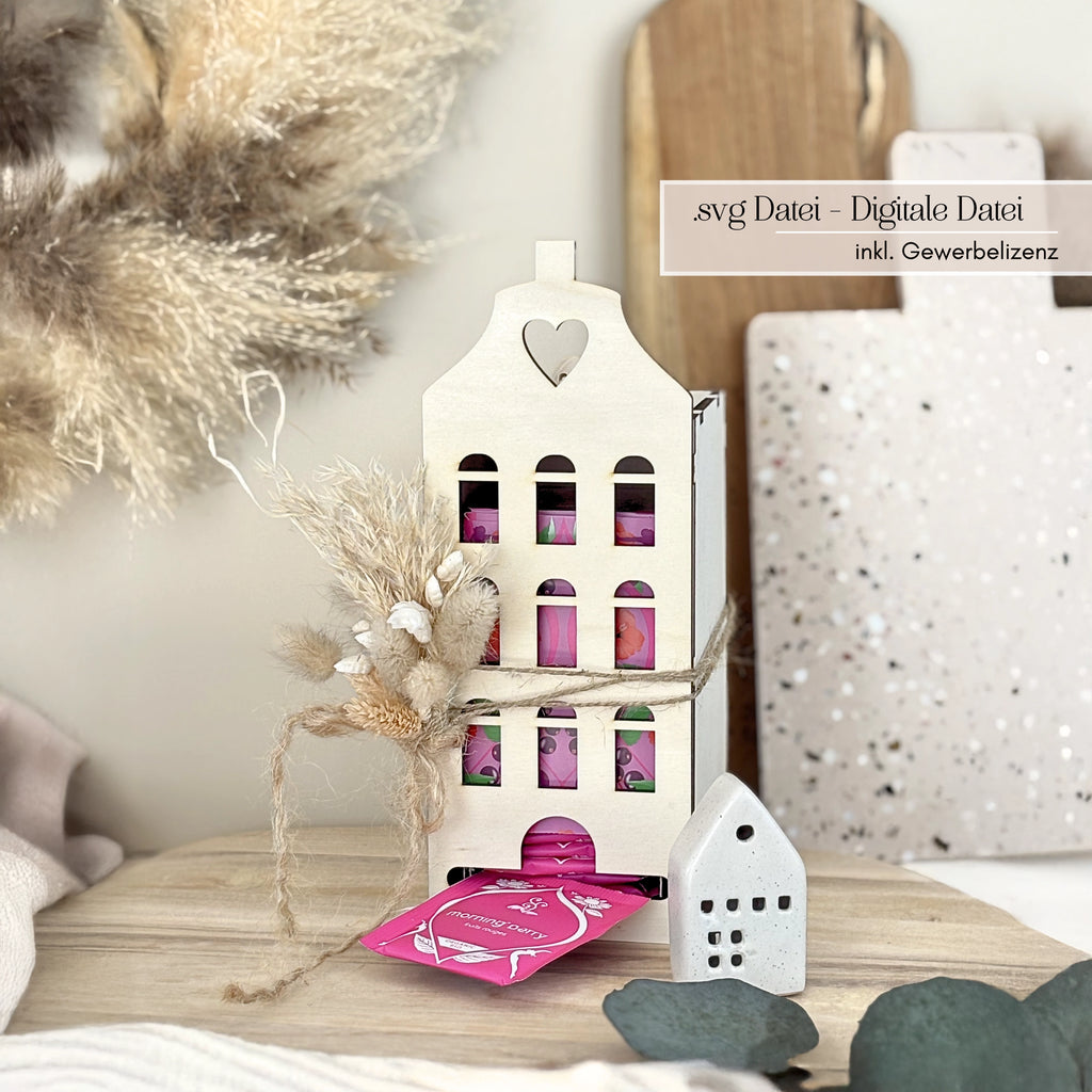 Laserdatei Teebox Grachtenhaus