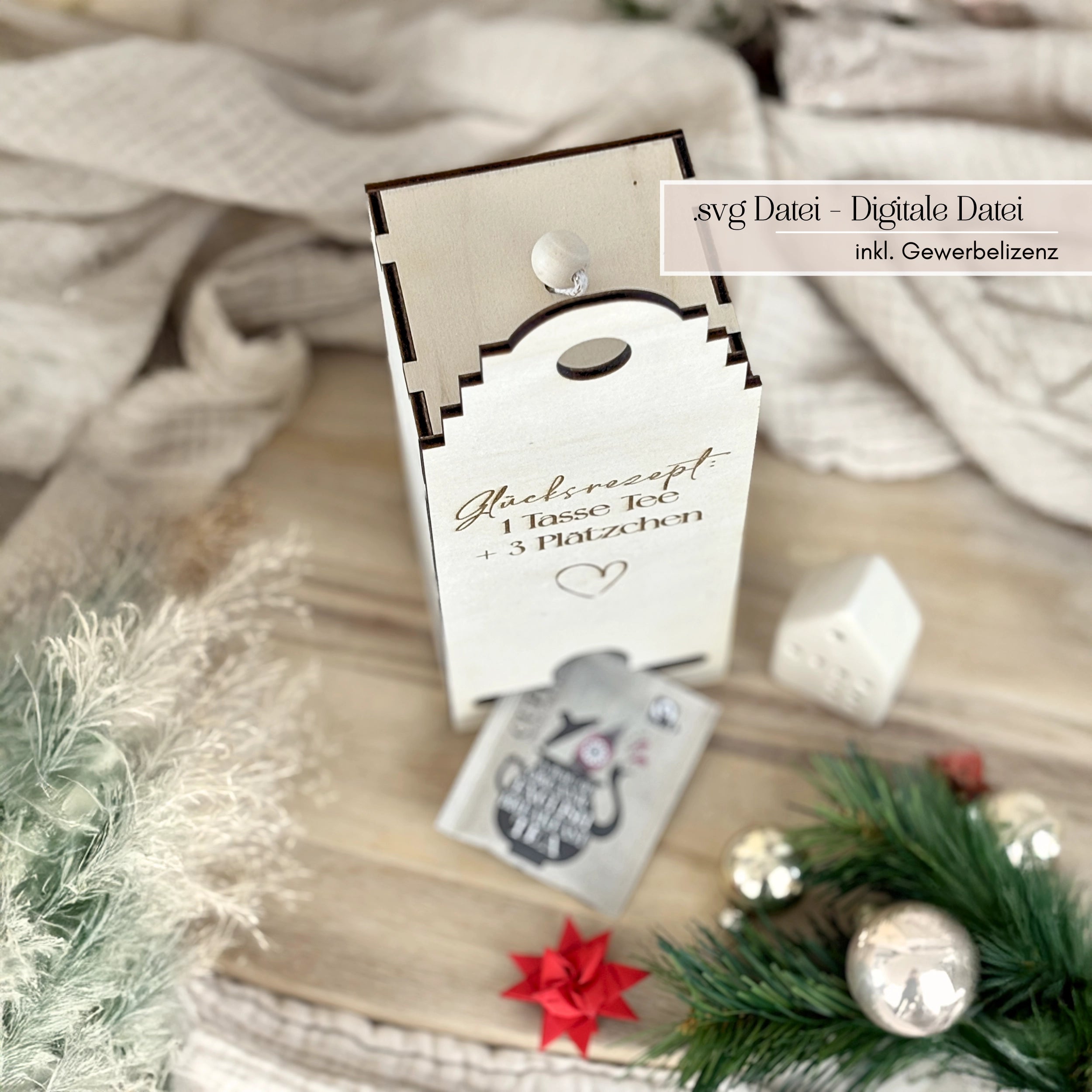 Laserdatei Weihnachts-Teebox Haus