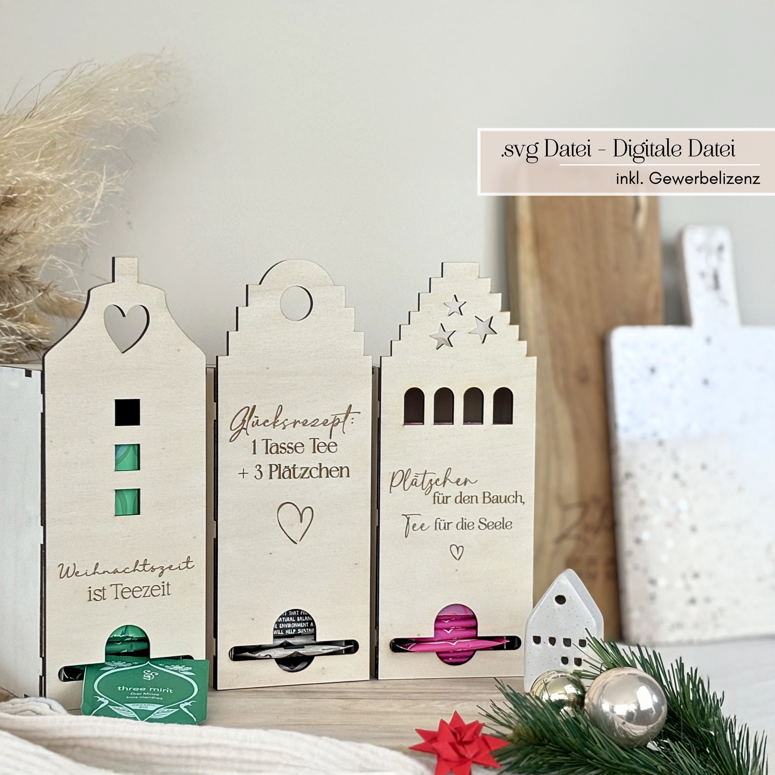 Laserdatei Weihnachts-Teebox Haus