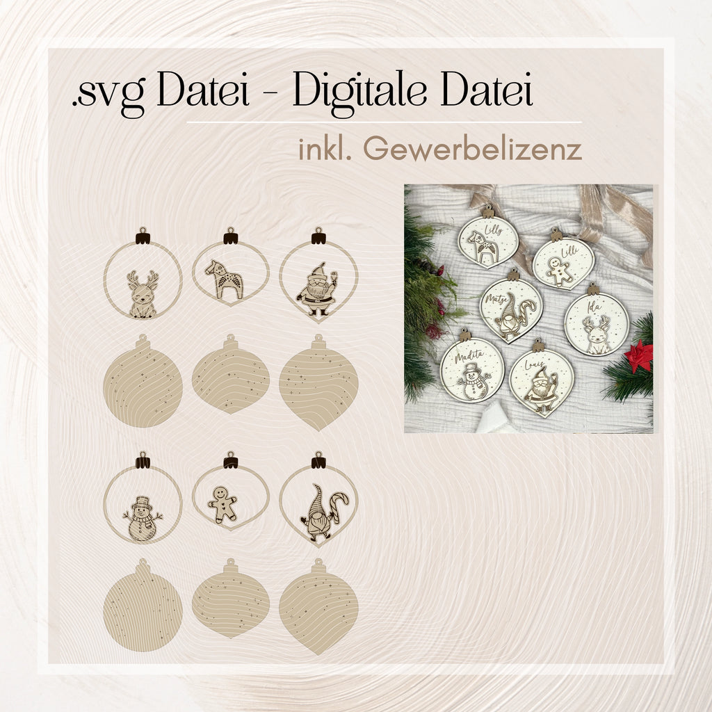 Laserdatei personalisierte Weihnachtskugeln