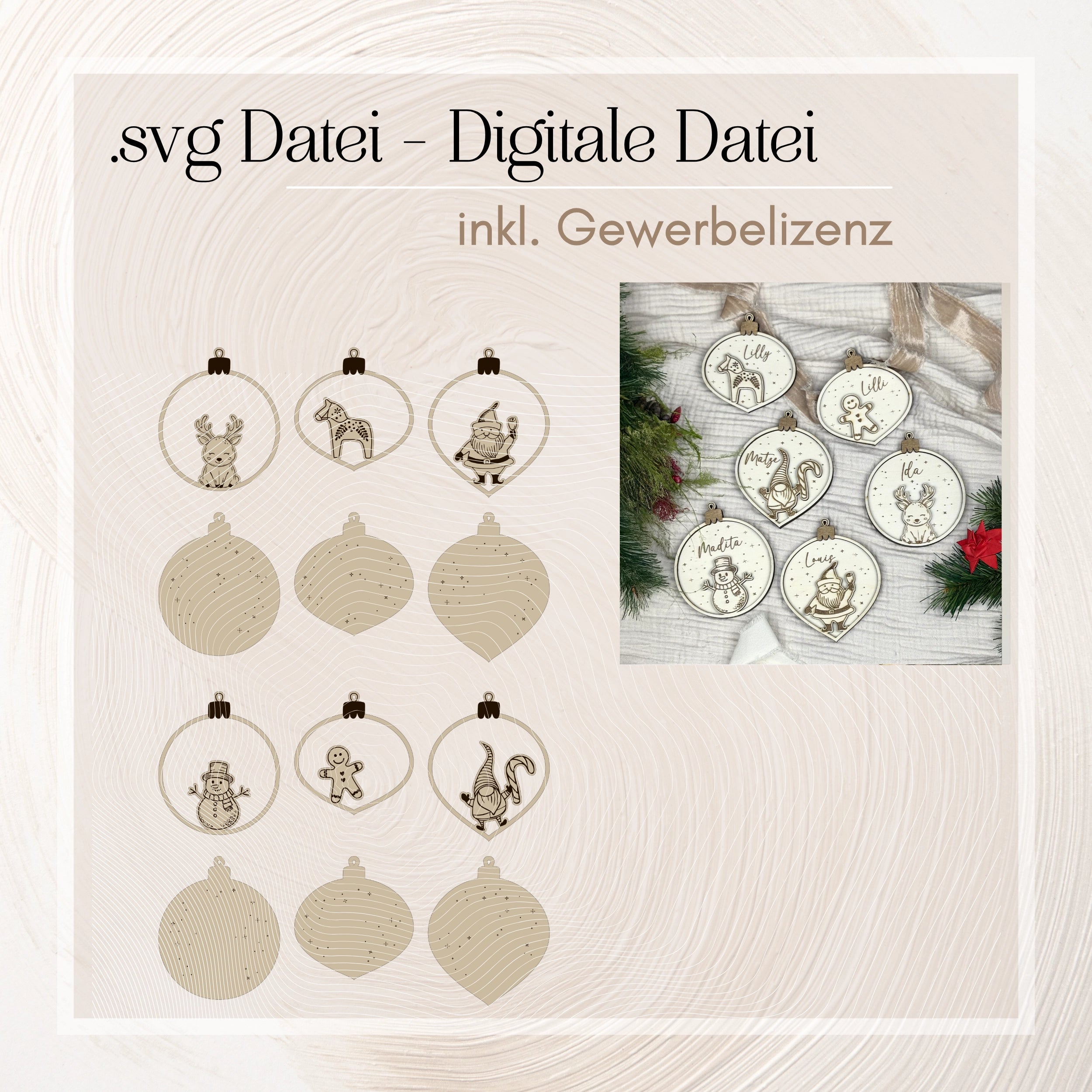 Laserdatei personalisierte Weihnachtskugeln