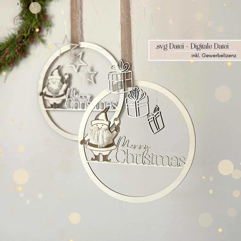 Vorschau Laserdatei Wichtel Weihnachtsanhänger SVG 18 Designs