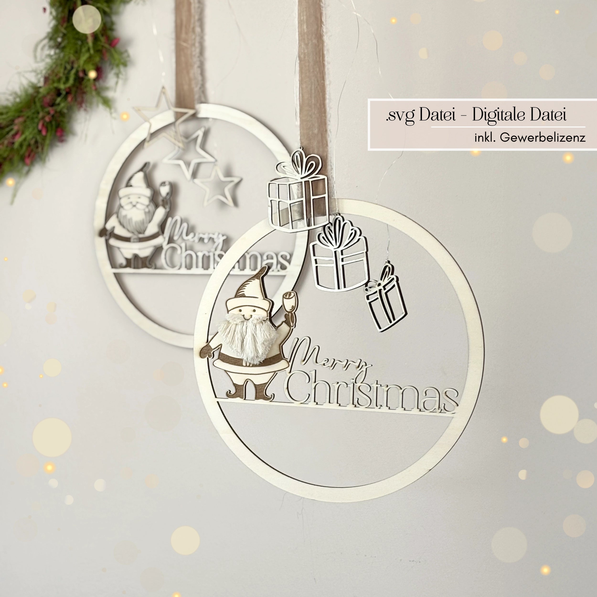 Vorschau Laserdatei Wichtel Weihnachtsanhänger SVG 18 Designs