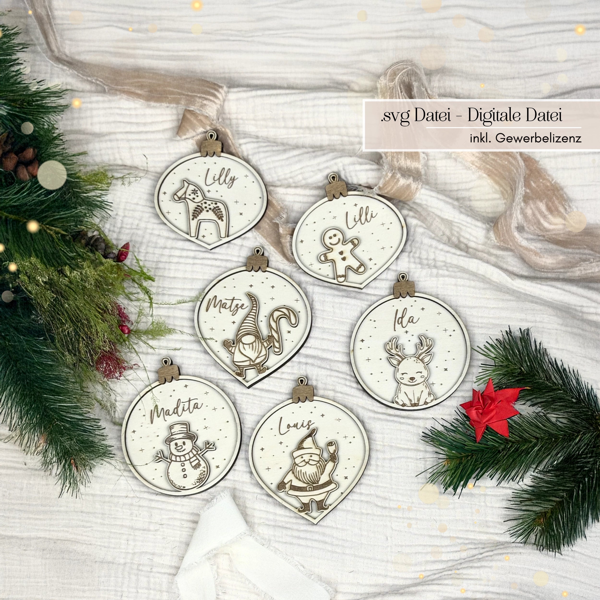 Laserdatei personalisierte Weihnachtskugeln