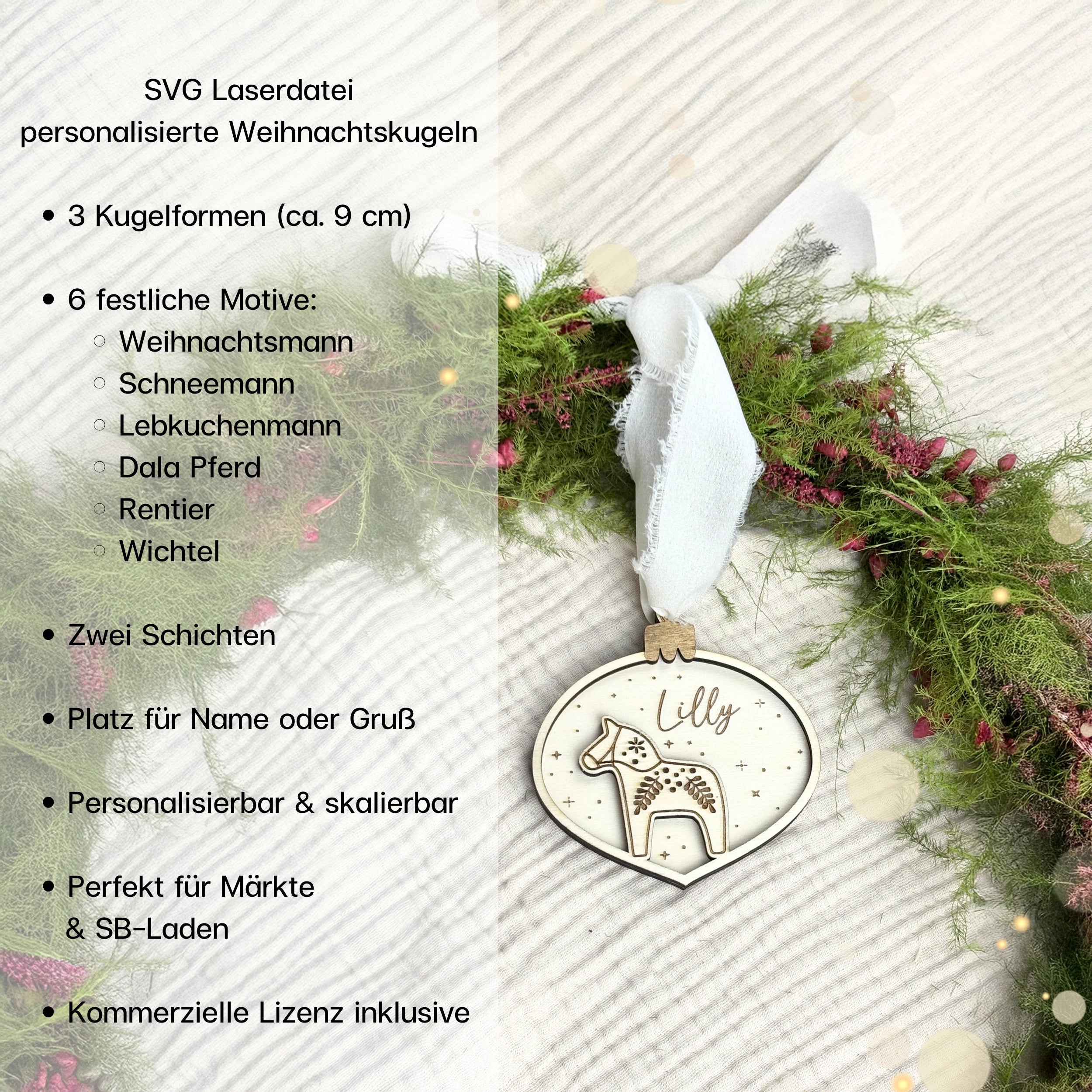 Laserdatei personalisierte Weihnachtskugeln