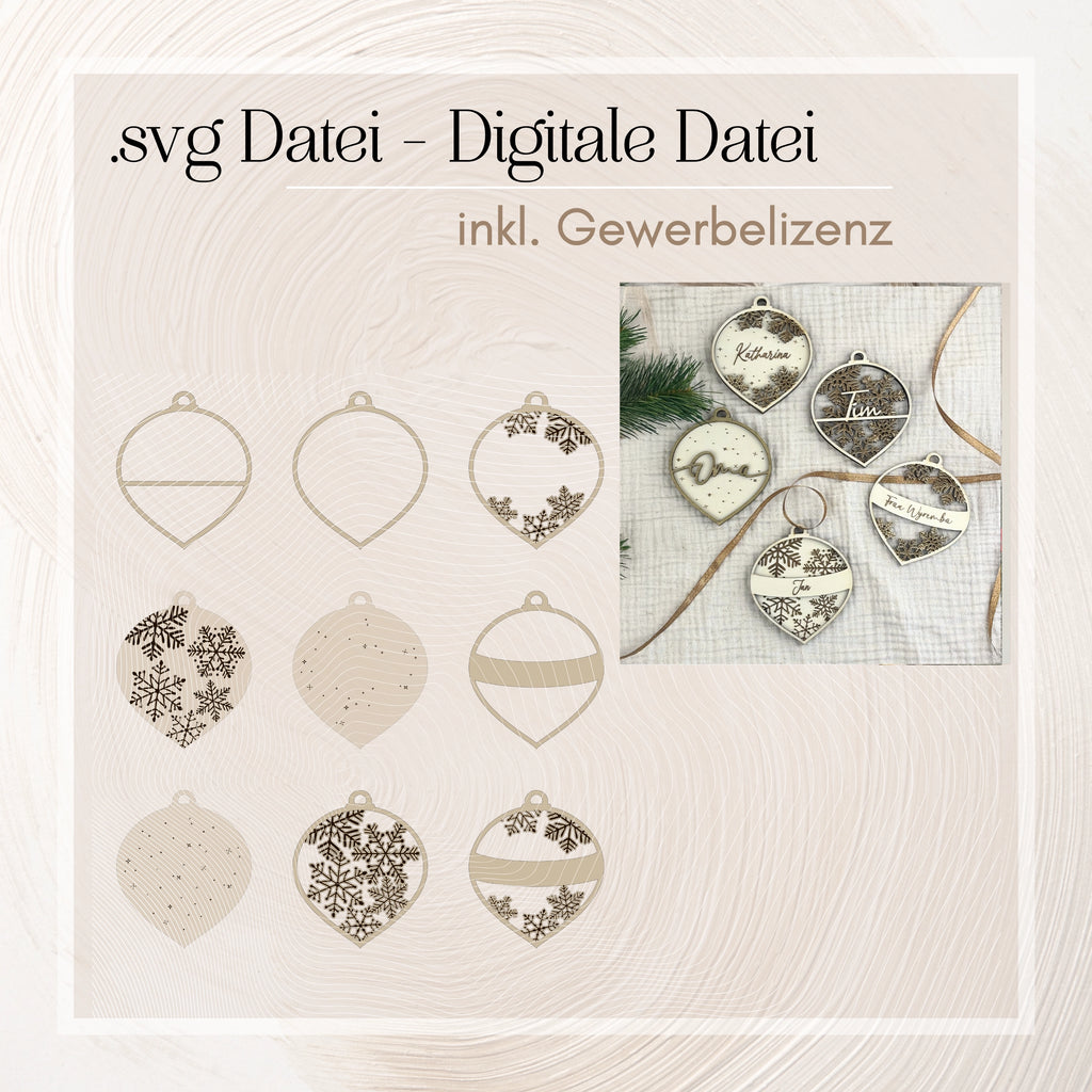 20 Kombinationsmöglichkeiten Vorder- & Rückseiten Weihnachtskugeln