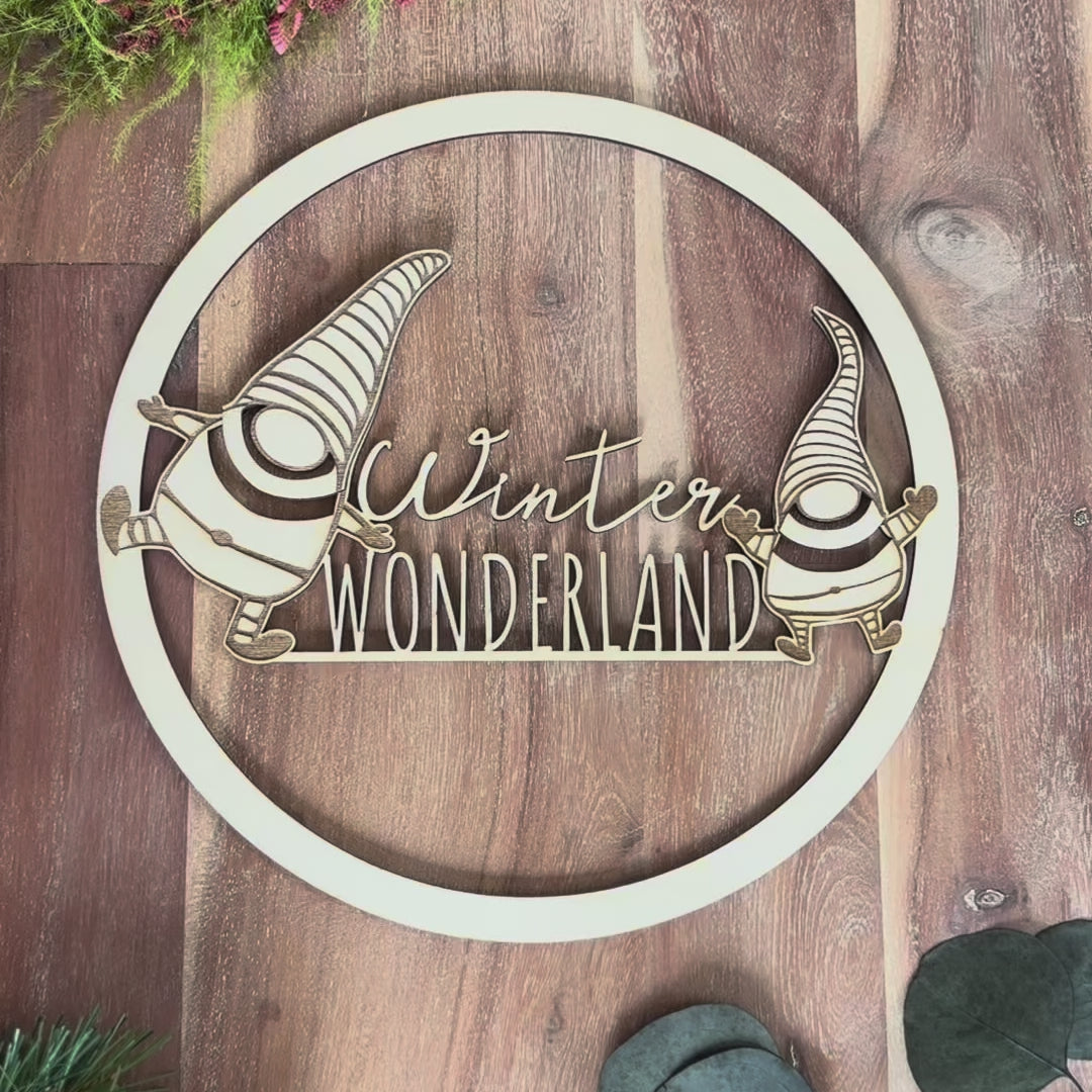 Laserdatei Wichtel Kranz Winter Wonderland