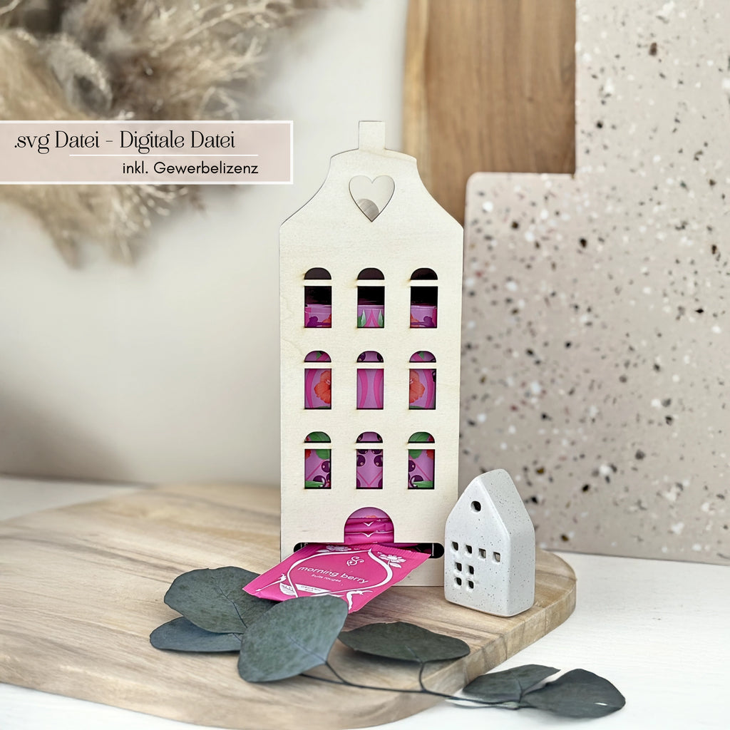 Laserdatei Teebox Grachtenhaus