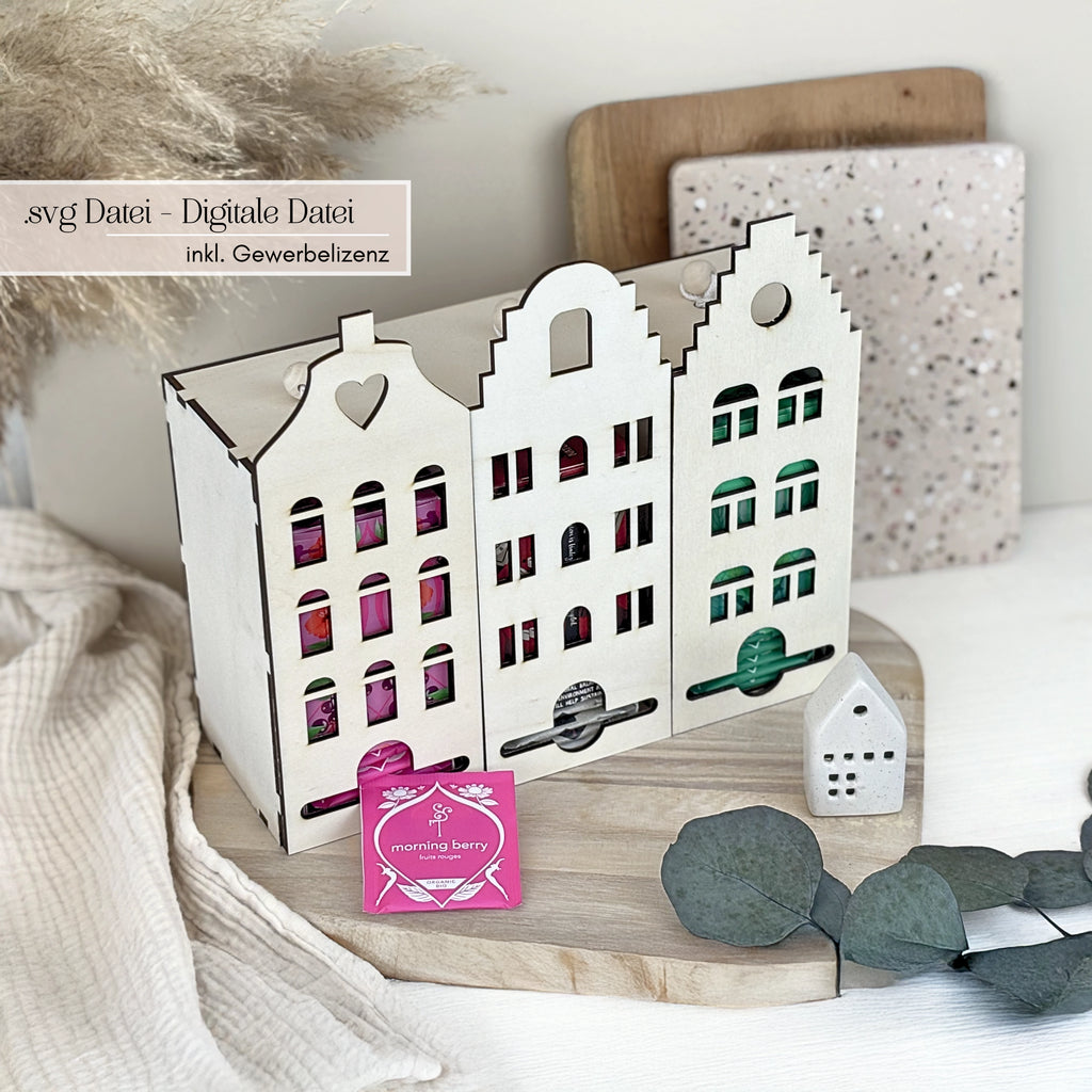 Laserdatei Teebox Grachtenhaus