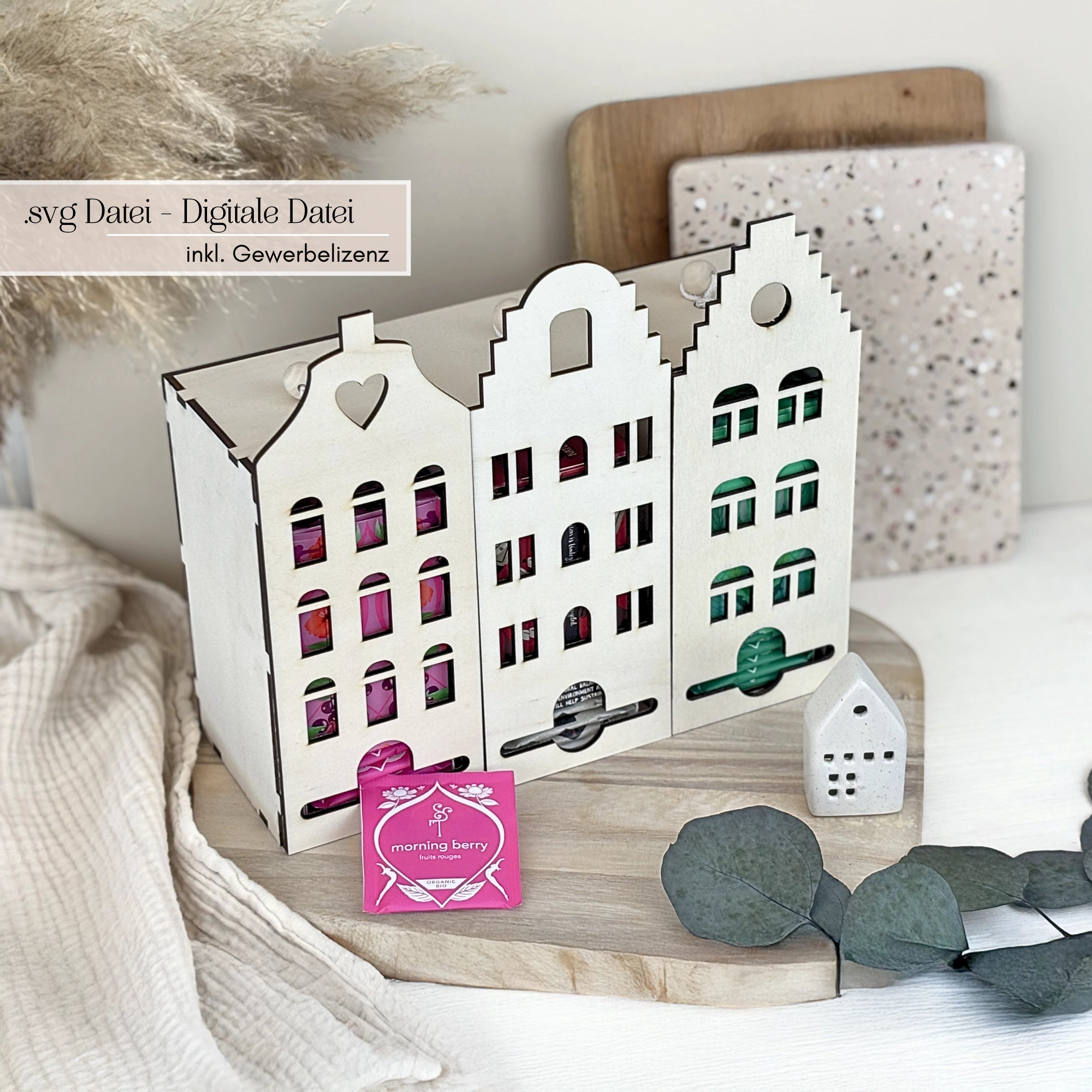 Laserdatei Teebox Grachtenhaus