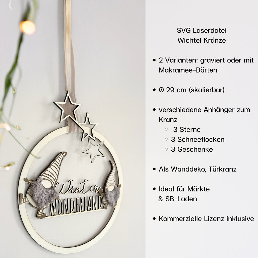 3 Silhouetten Sterne, Schneeflocken & Geschenke zum Aufhängen