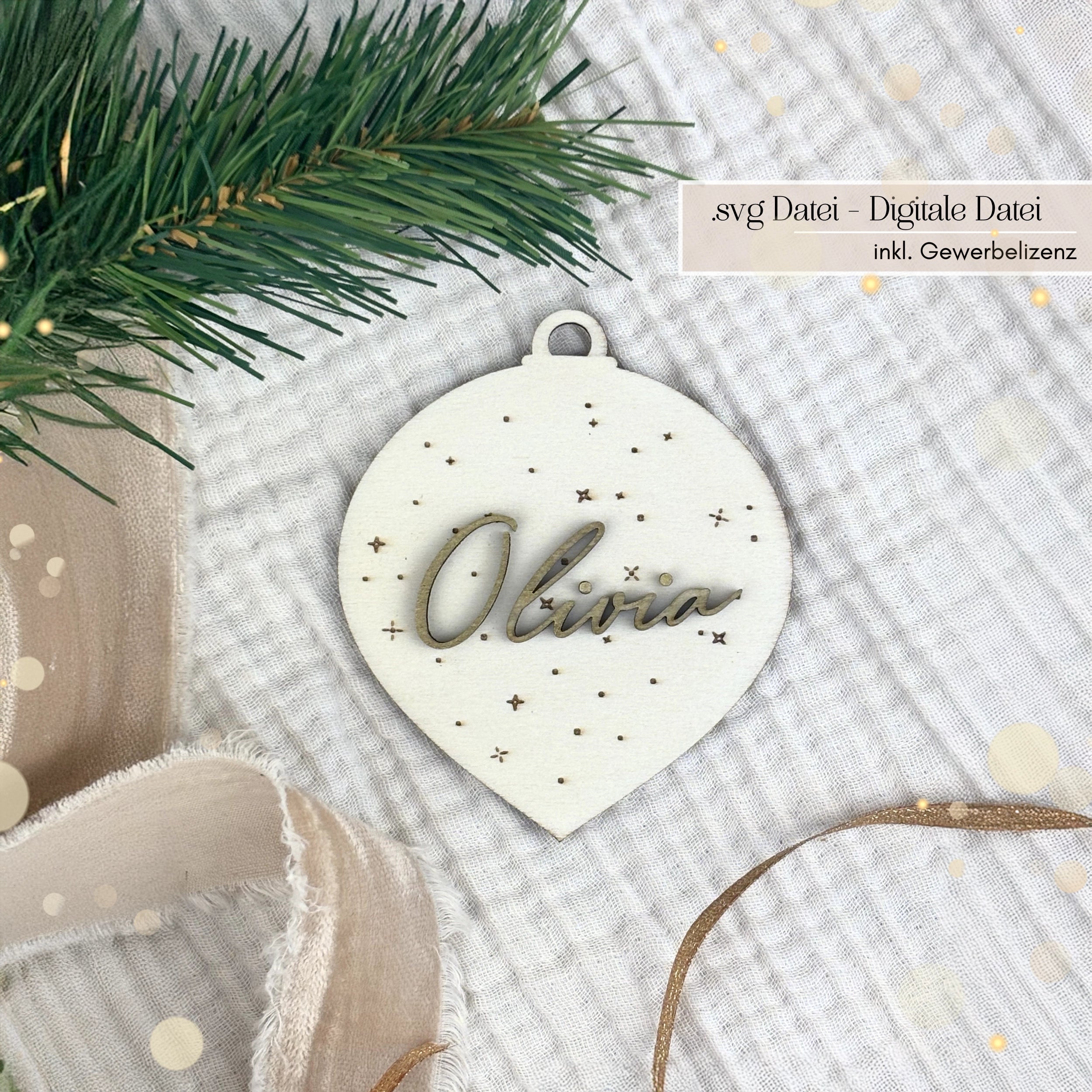 Laserdatei personalisierte Weihnachtskugeln Schneeflocken