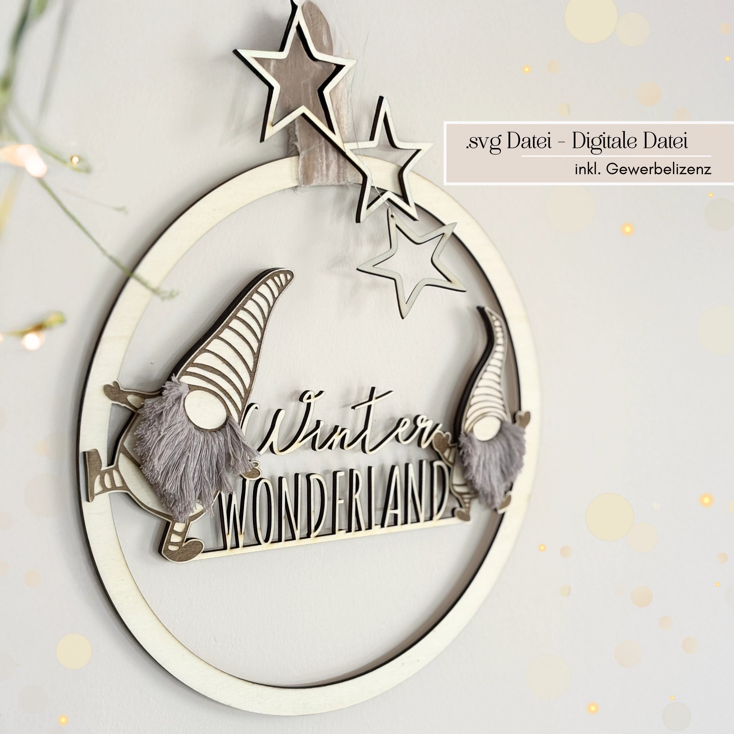 Wichtel-Kranz mit Makramee-Bärten als kreative 3D-Deko